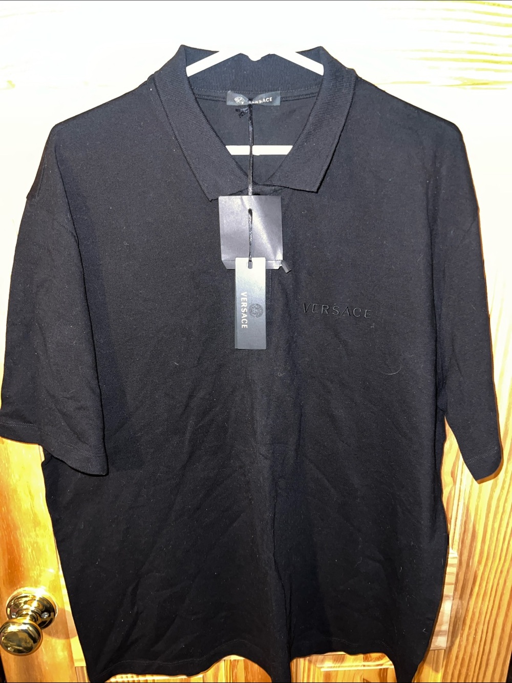 Versace Black Polo with Tonal Logo